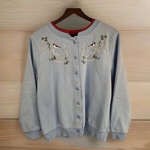 Vintage‎ Shenanigans Cardigan Sweatshirt S Cardinals Baby Blue Button Grandma